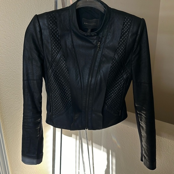 Beautiful BCBG MAX AZRIA Misa Blocked Jacket Moto Jacket - Picture 5 of 7